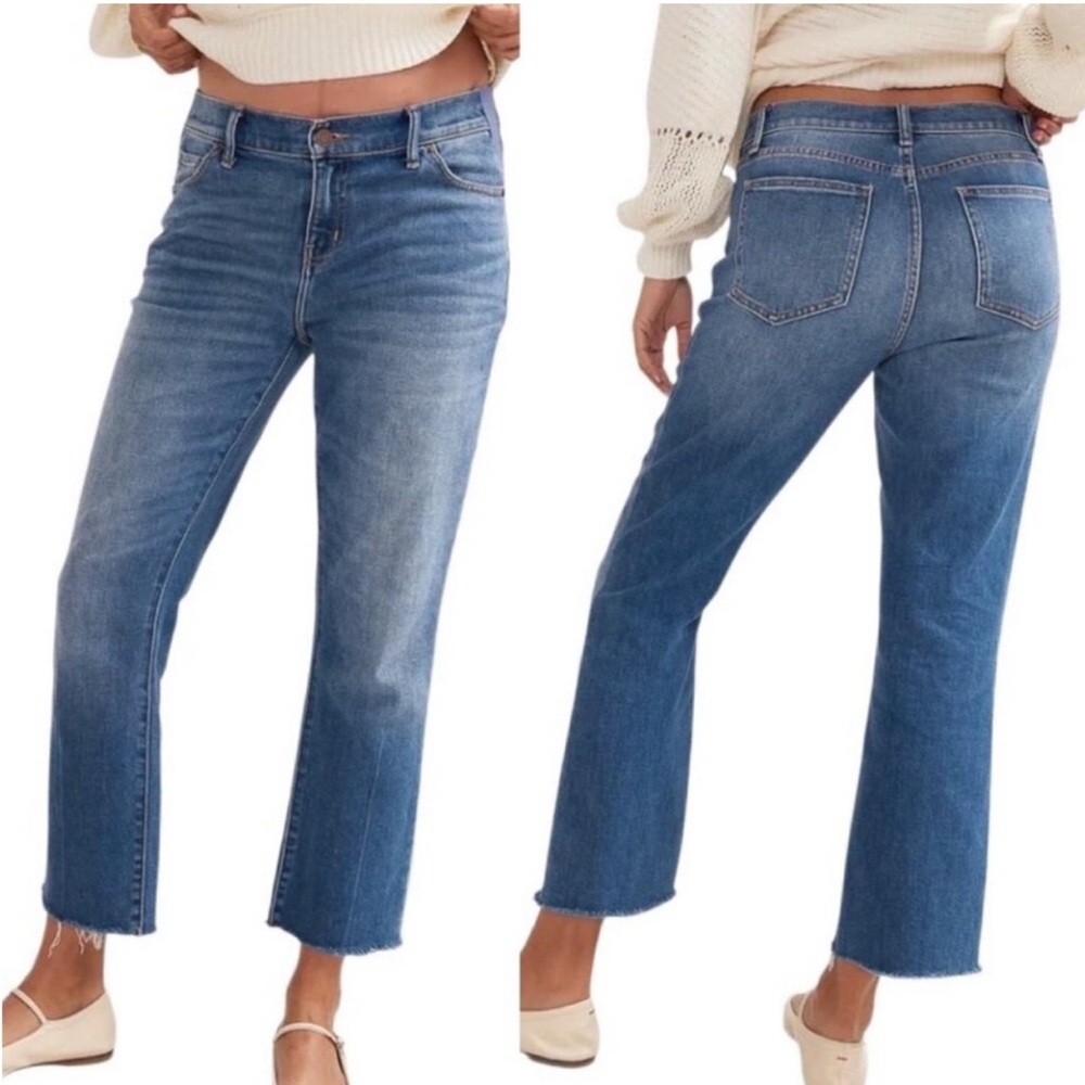 Hatch Blue Cropped Straight-Leg Jeans